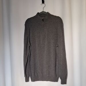 Mantovani Studio 100% Cashmere Men's Gray Quarter Zip Sweater Size XL